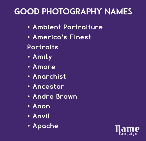 photography brand names