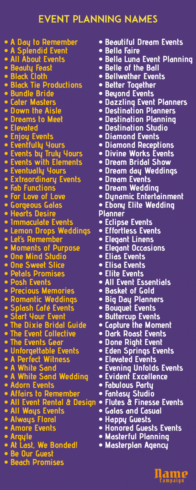cute names for party planning business