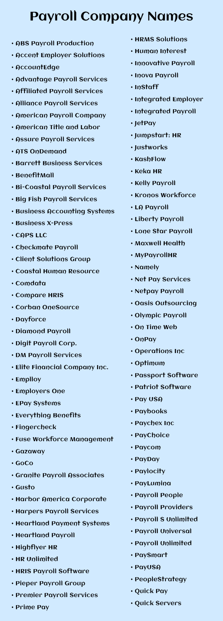 Payroll Company Names: the payroll companies for small business