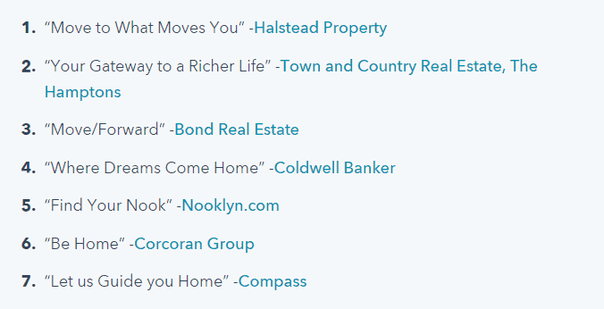 The real estate slogans from big companies
