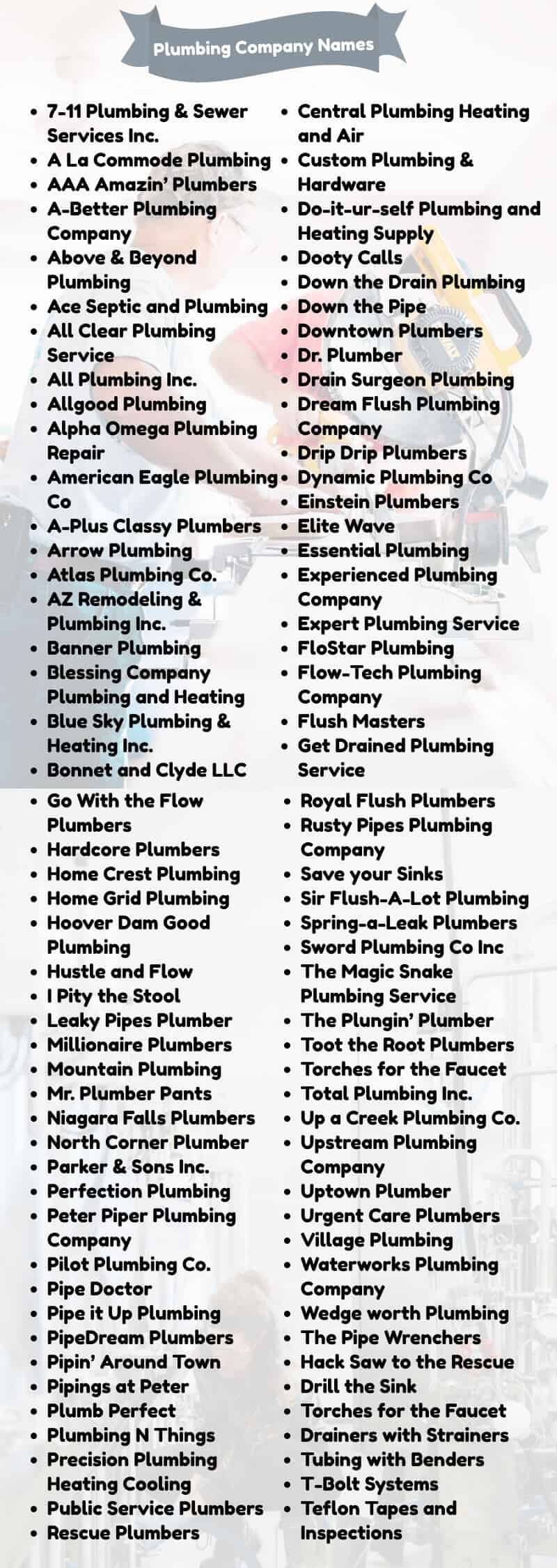 Plumbing Company Names: 900+ Creative Plumber Names – NamesBee