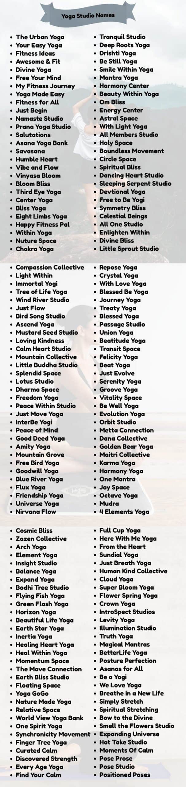 Yoga Studio Names