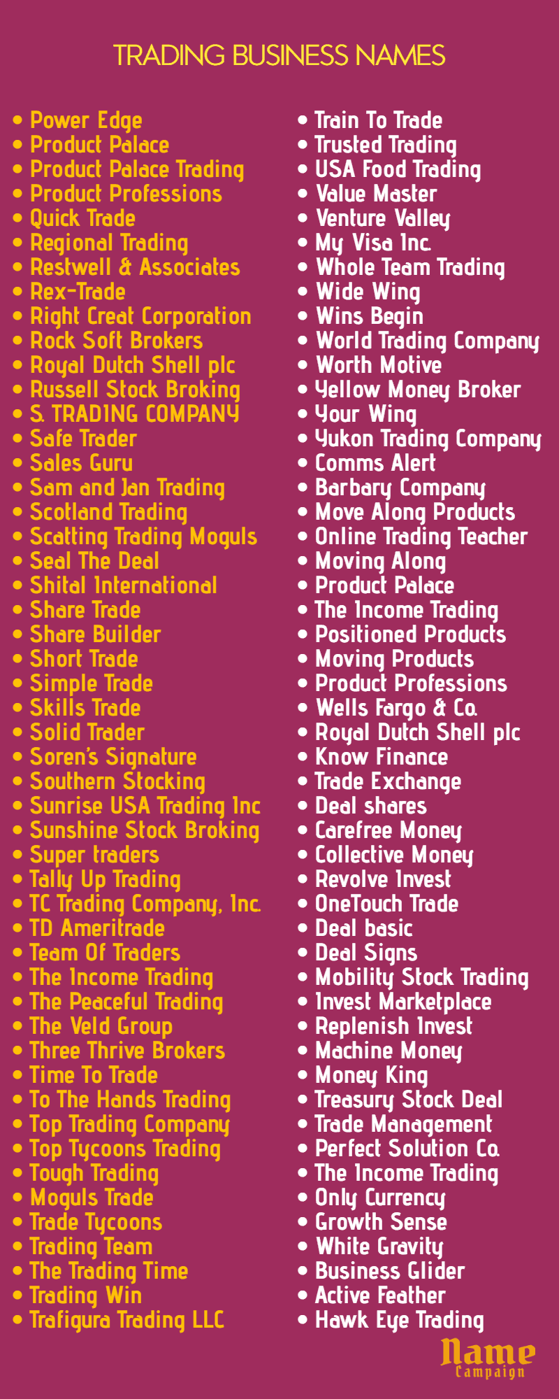 trading company names: best trading companies