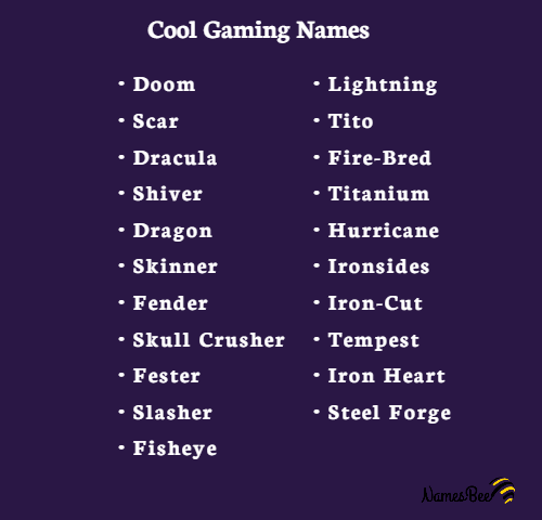 cool gaming names list