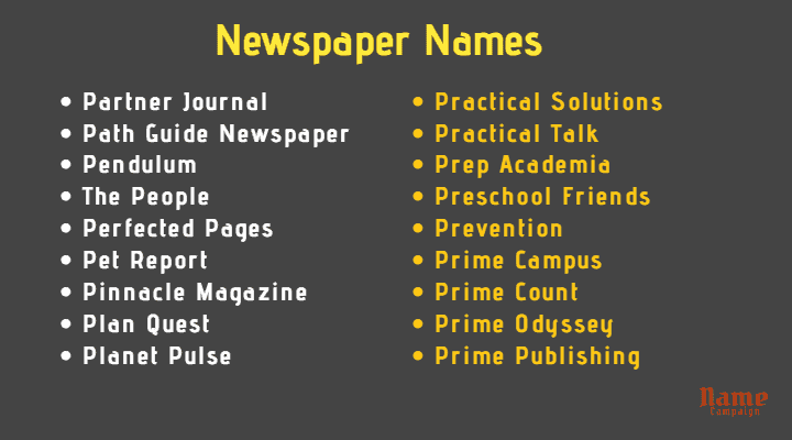 newspaper names for your business