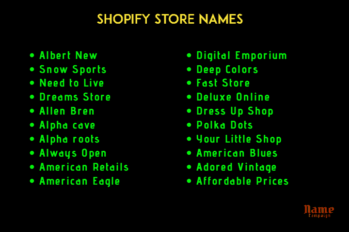 Shopify business name generator ideas for your business