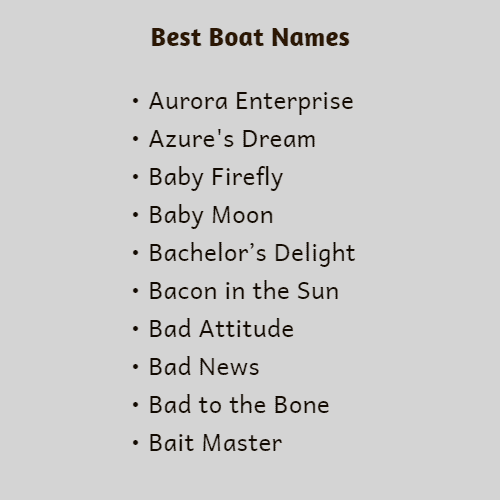good yacht names