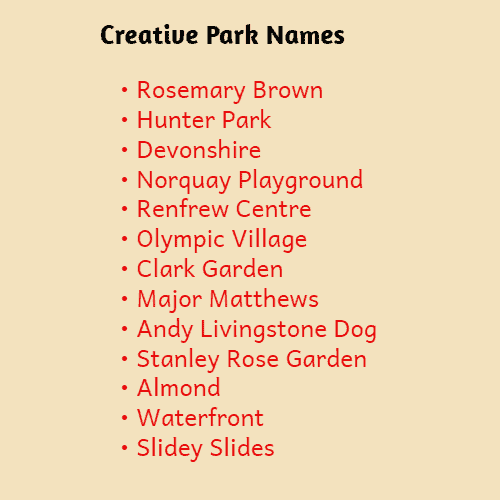 Creative Park Names