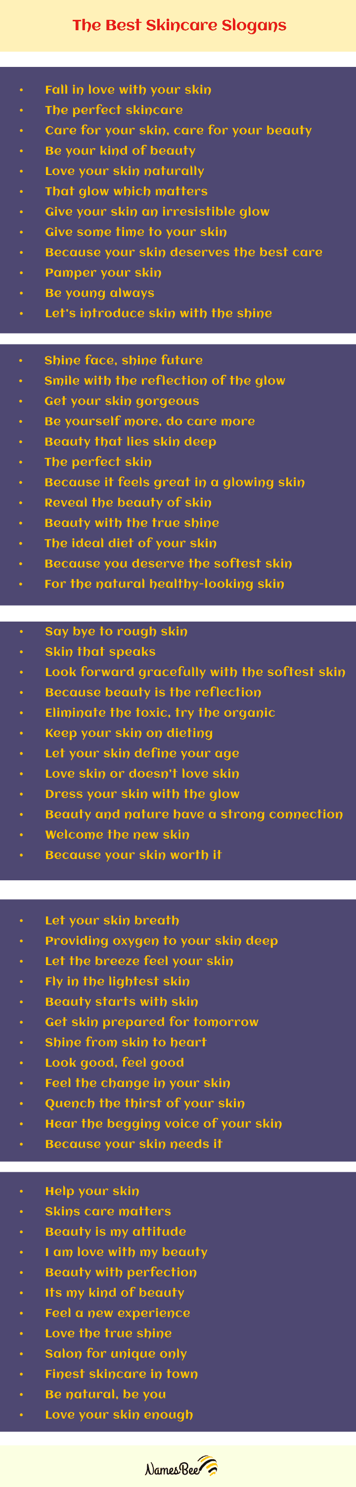 Skincare Slogans Ideas List