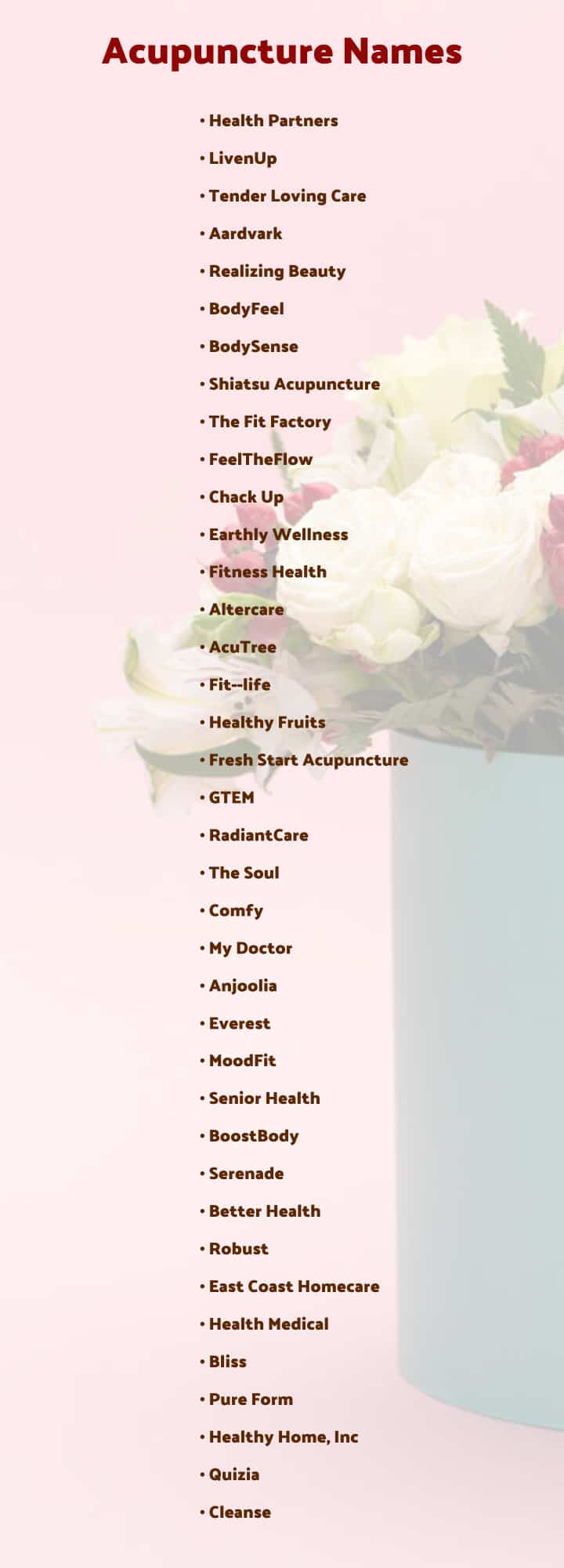 acupuncture clinic names list