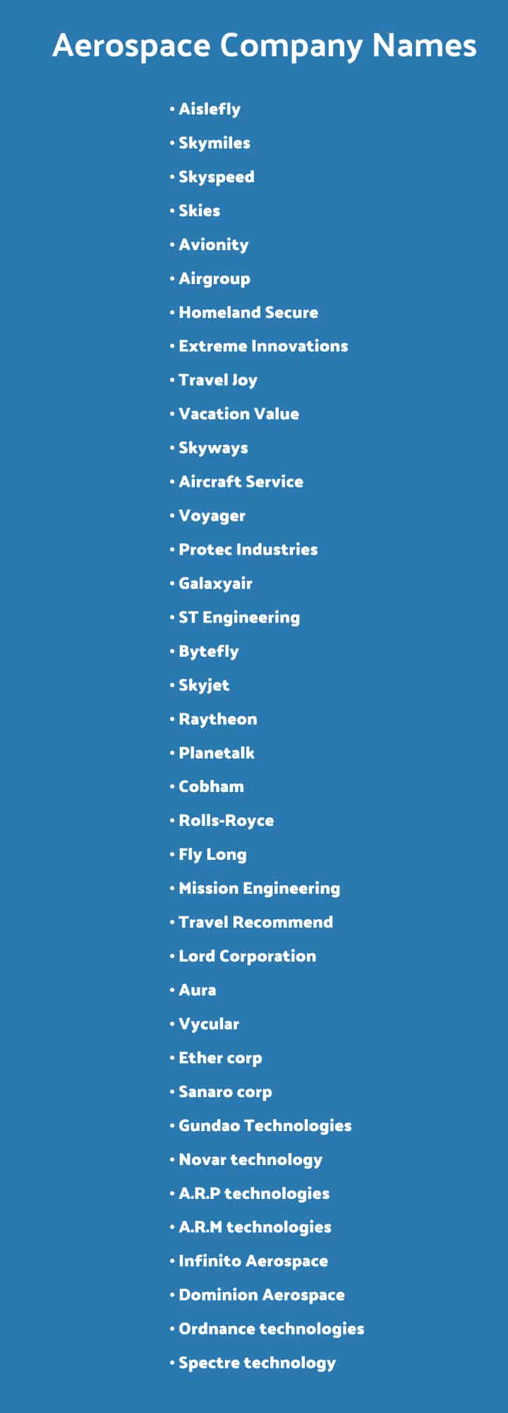 aerospace industry names list
