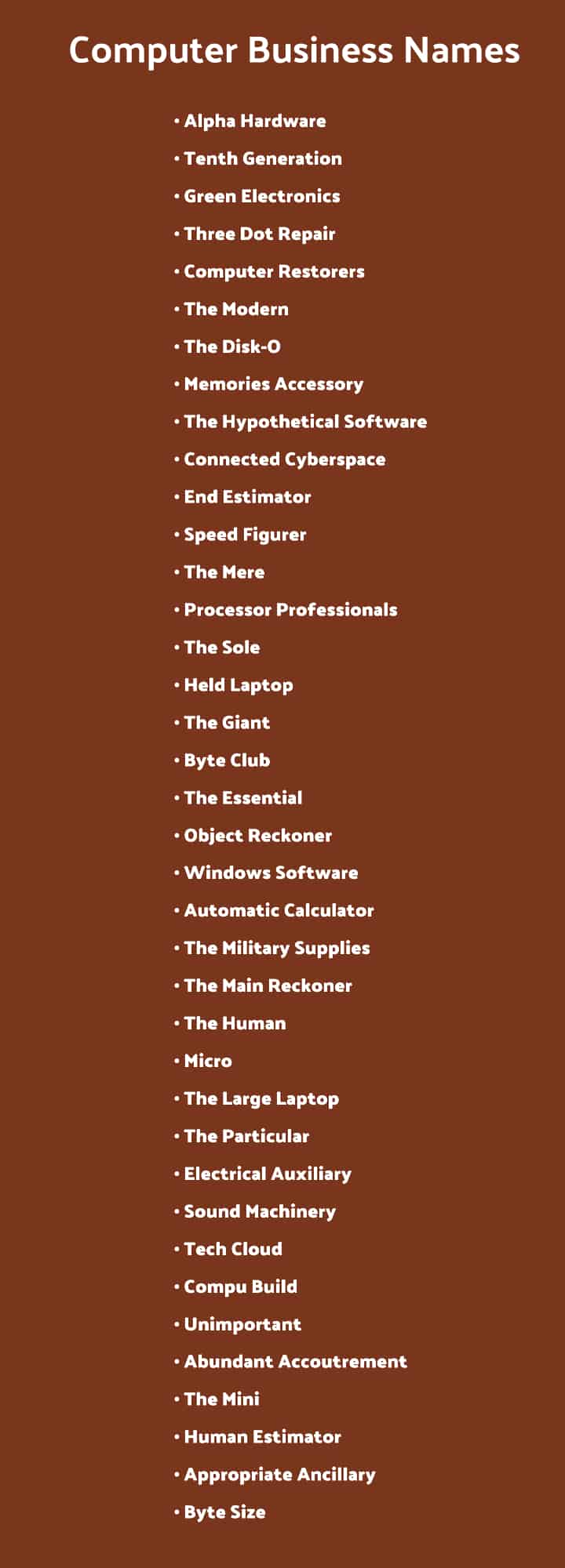 Computer Business Names List of Ideas
