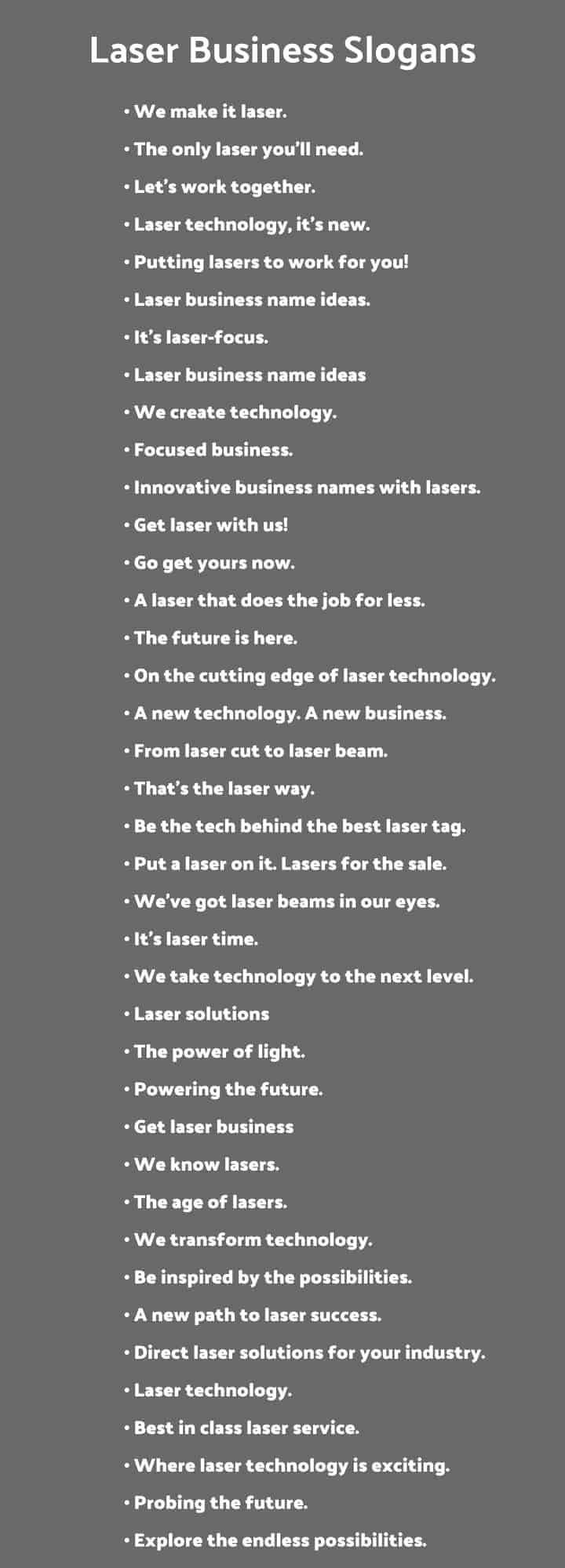 Laser Business Slogans Ideas List for You
