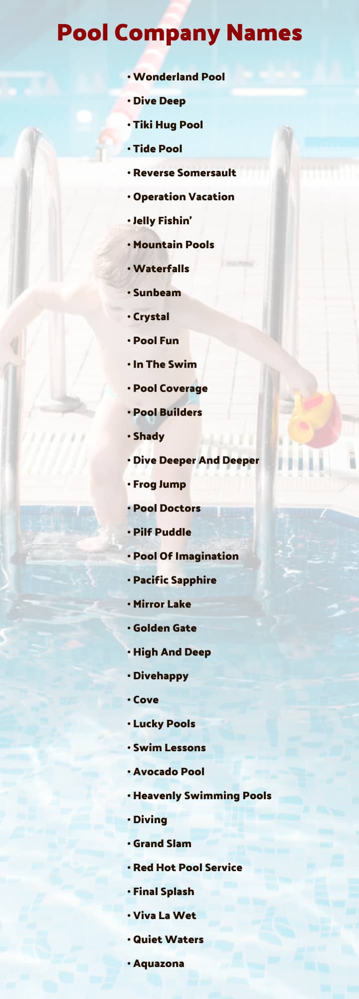 diving pool company names list