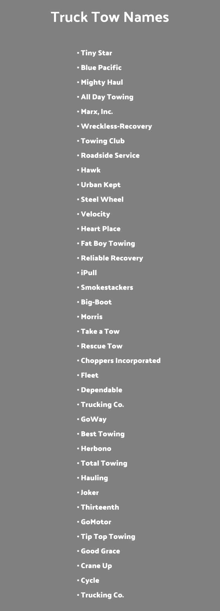 Towing Company Names List