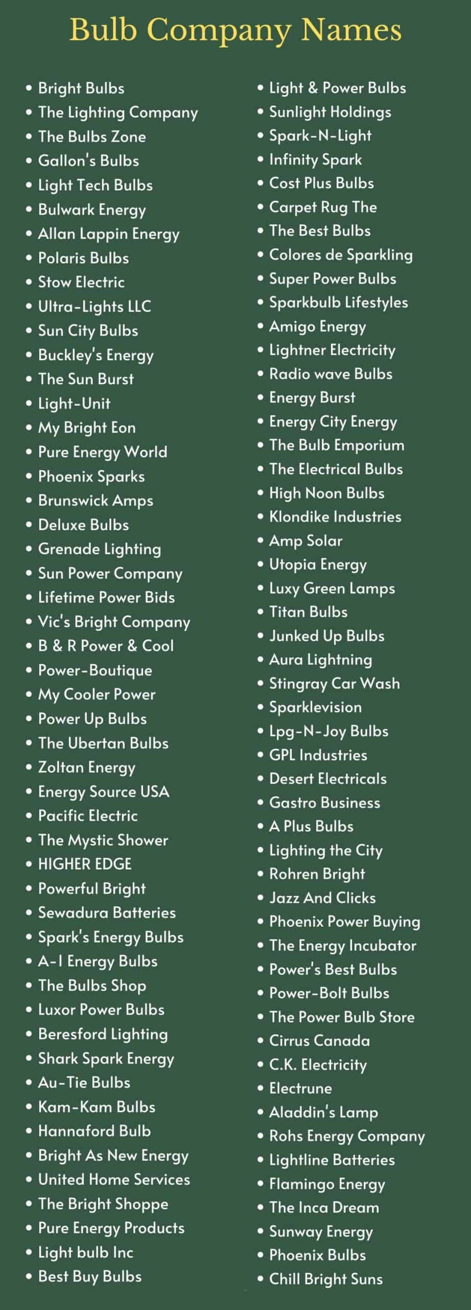 Bulb Company Names