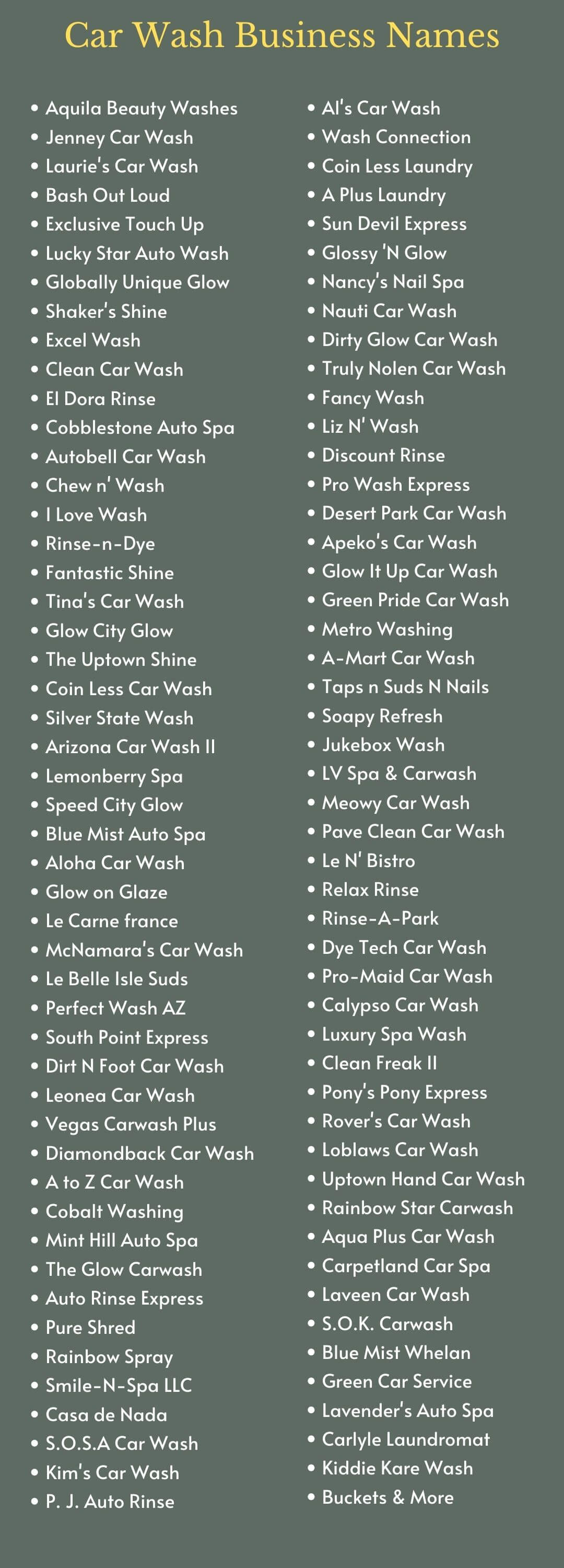 Car Wash Business Names
