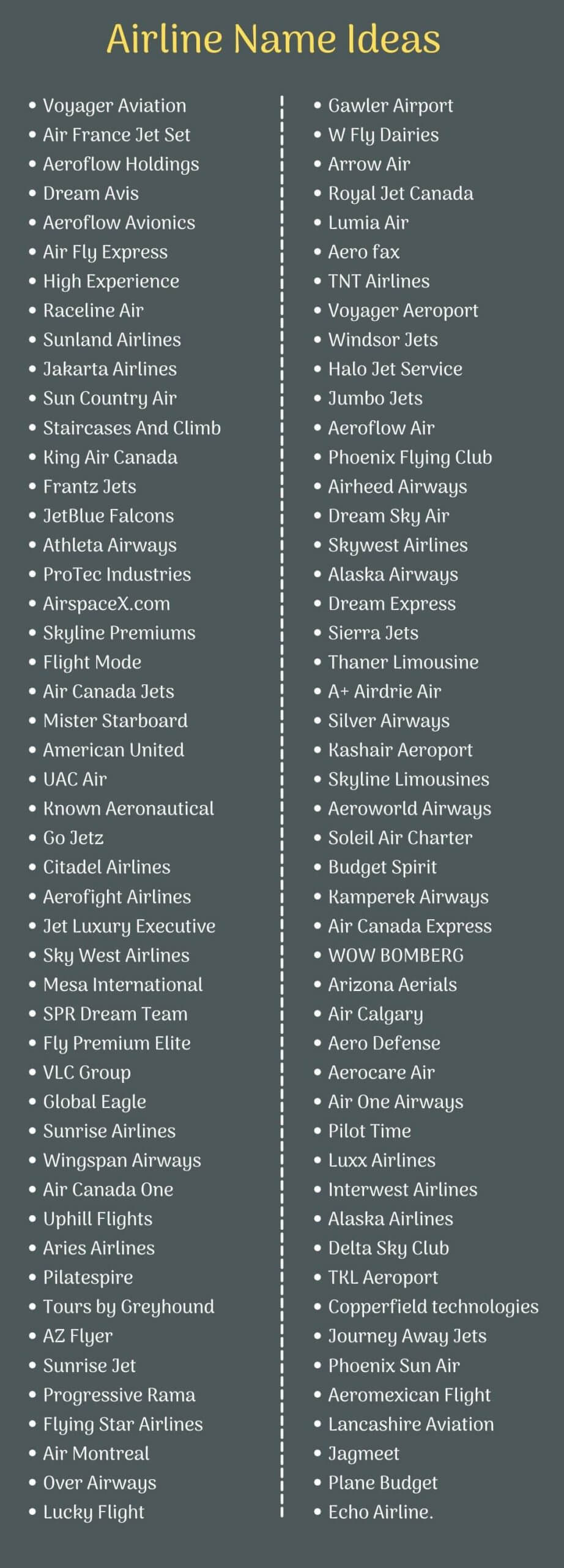 Airline Name Ideas