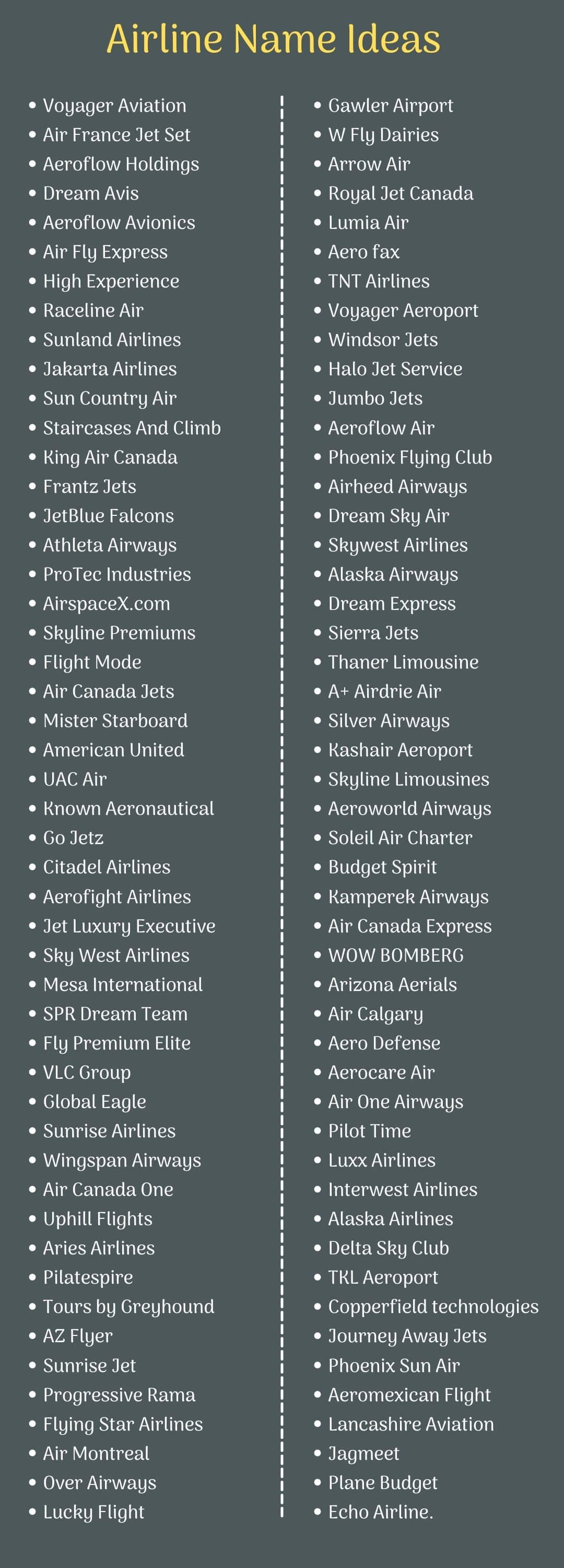 Airline Name Ideas: Infographic