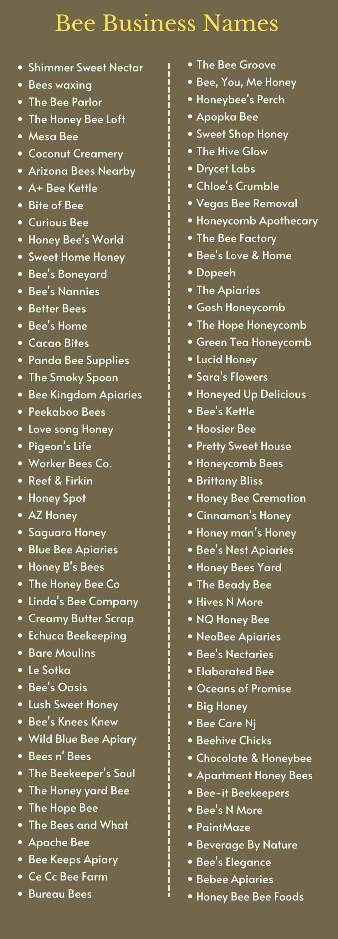Bee Business Names: Infographic