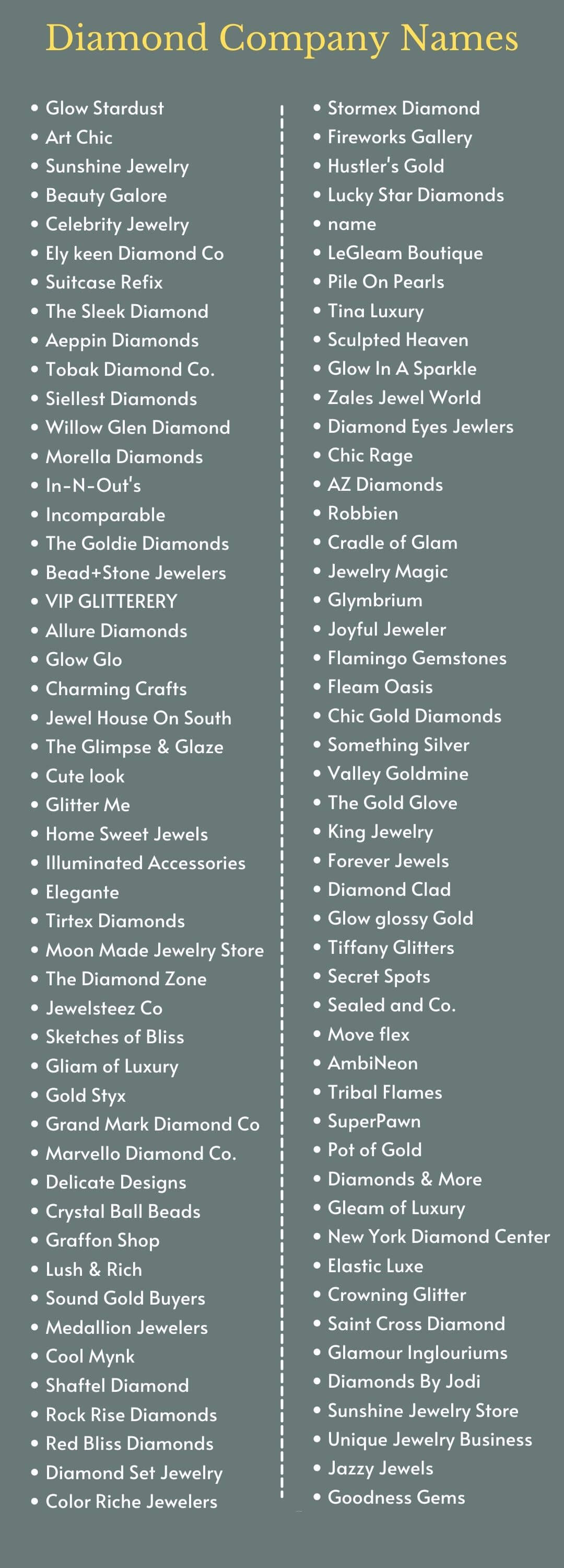 Diamond Company Names: Infographic