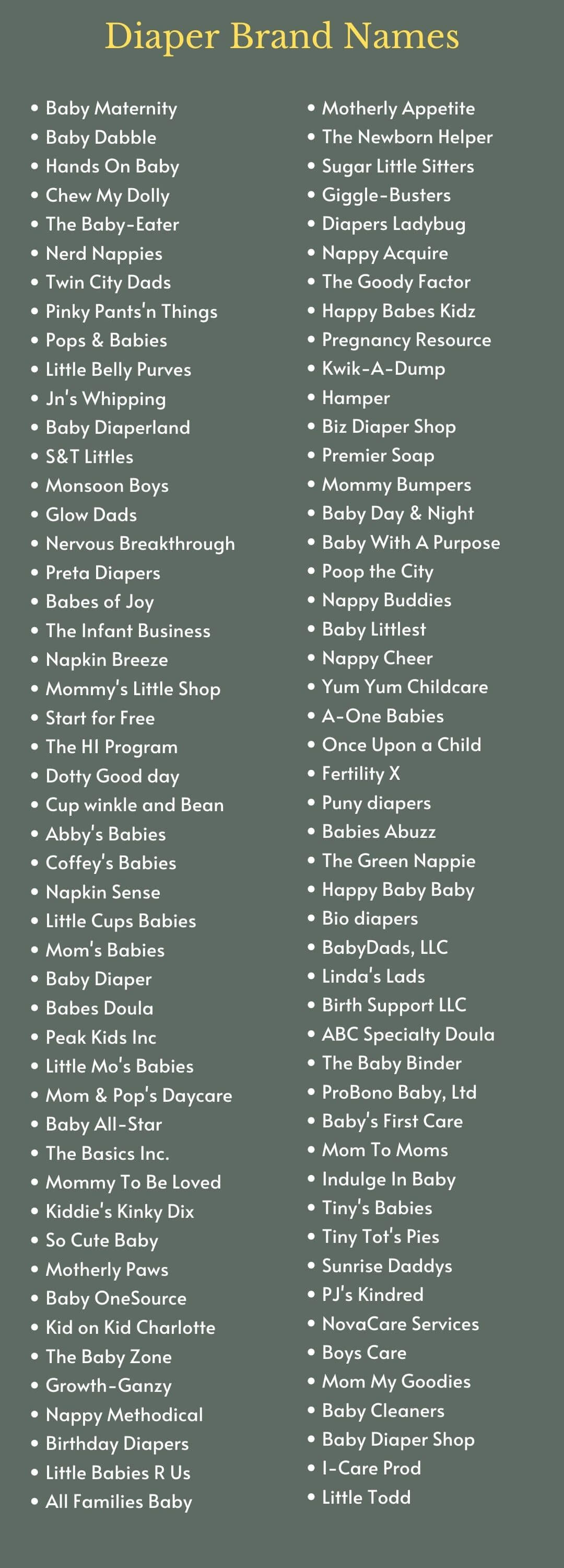 Diaper Brand Names