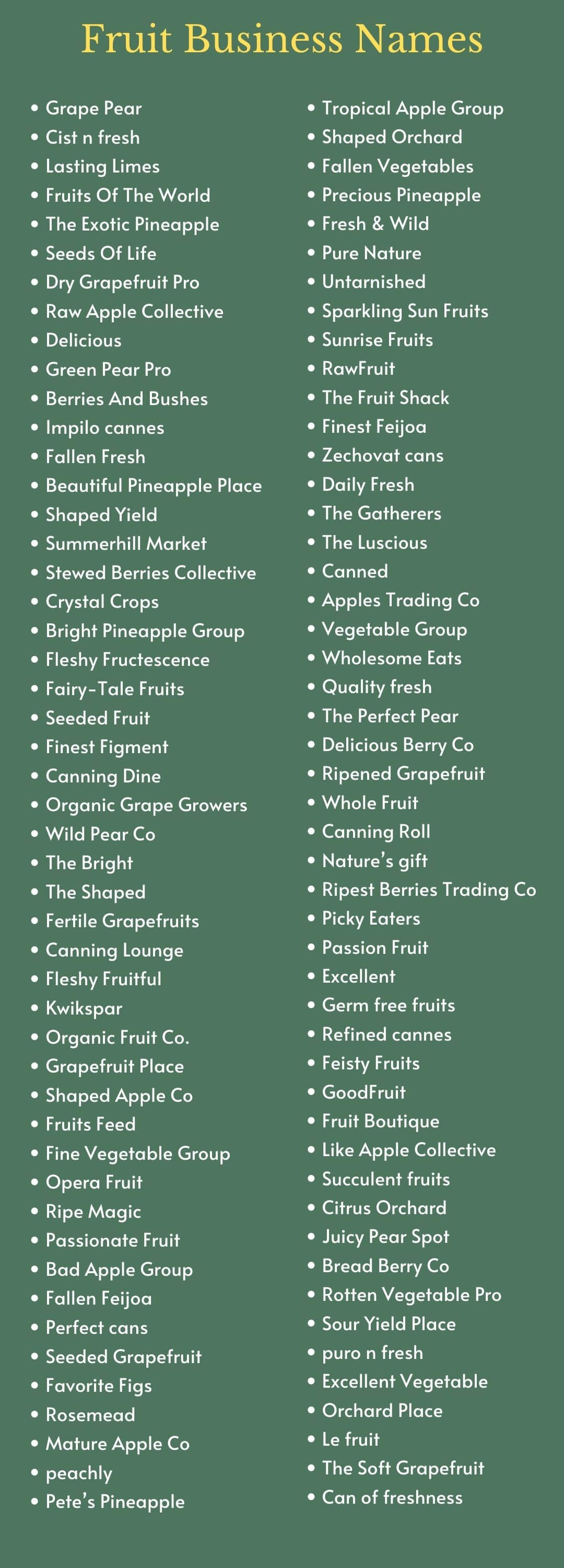 Fruit Business Names: infographic