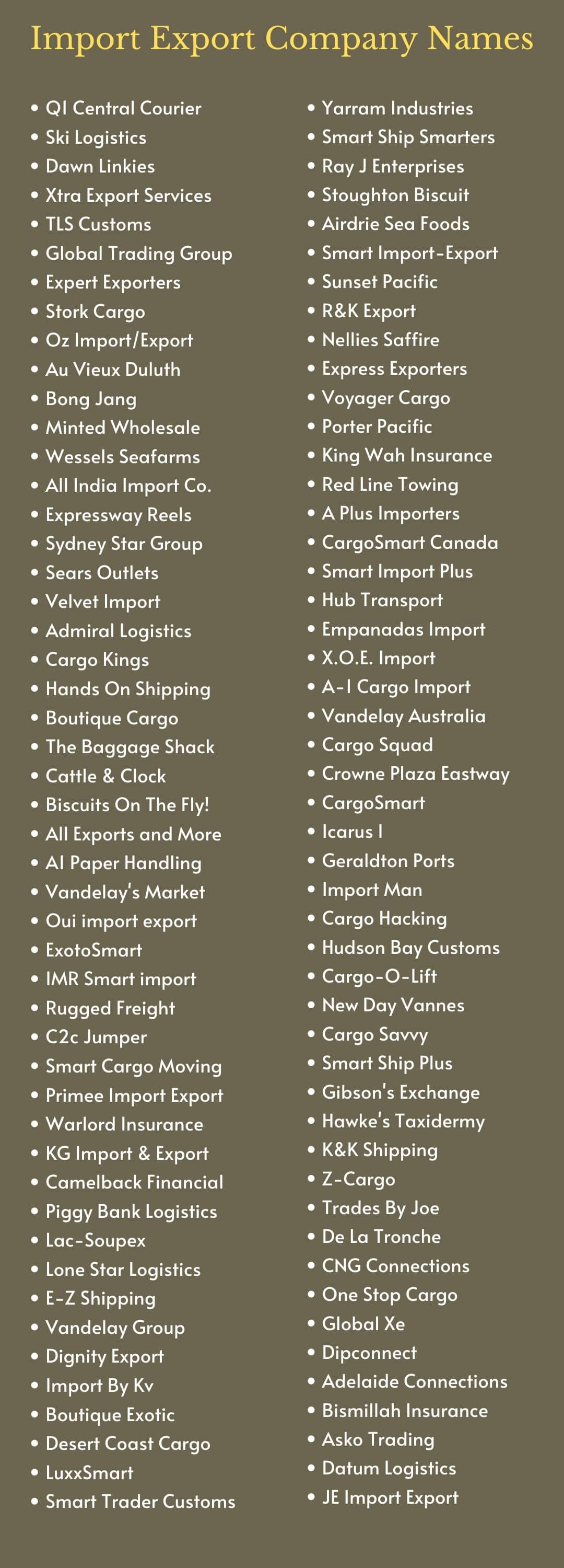 Import Export Company Names: infographic