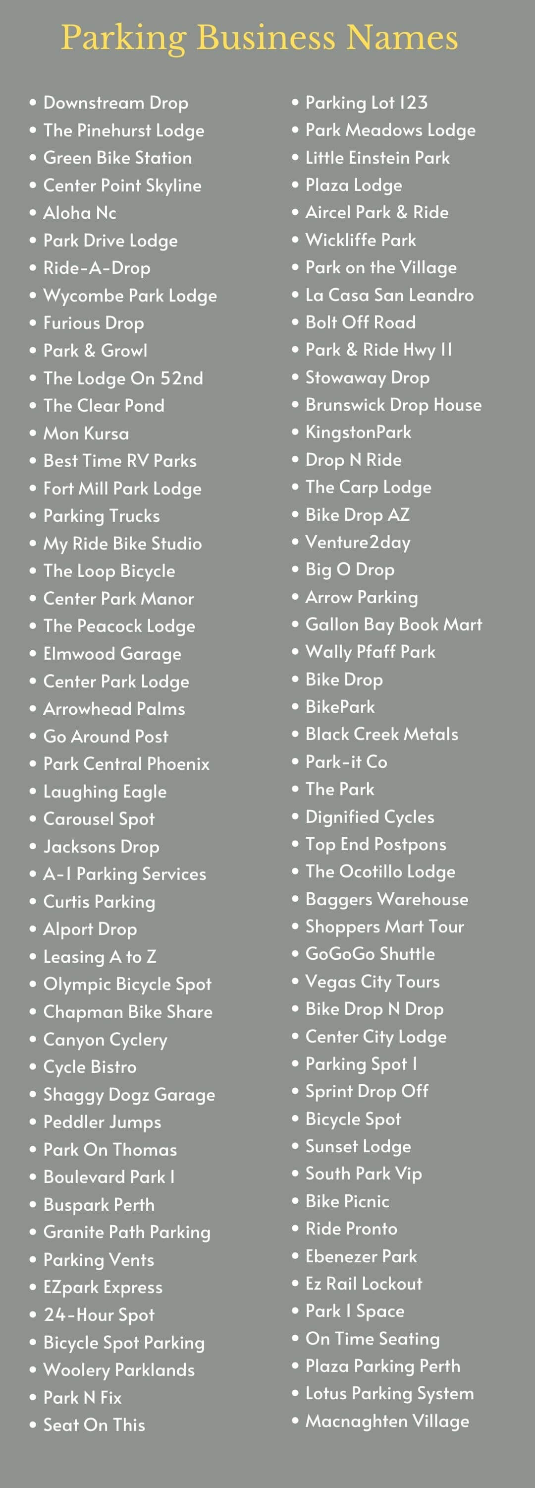 Parking Business Names