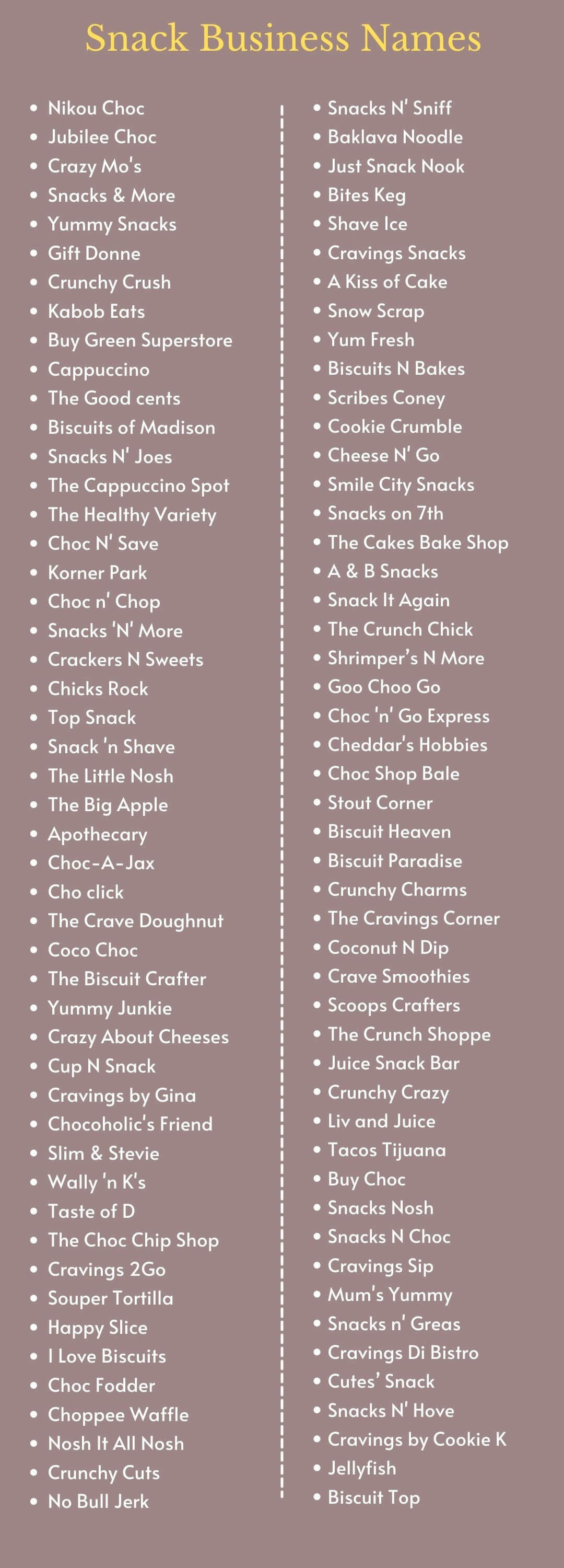 Snack Business Names: infographic