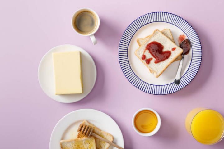 butter company names: a breakfast arrange with butter and bread
