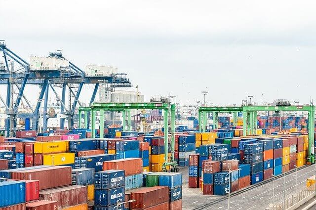 Import Export Company Names: container placed in the ship port