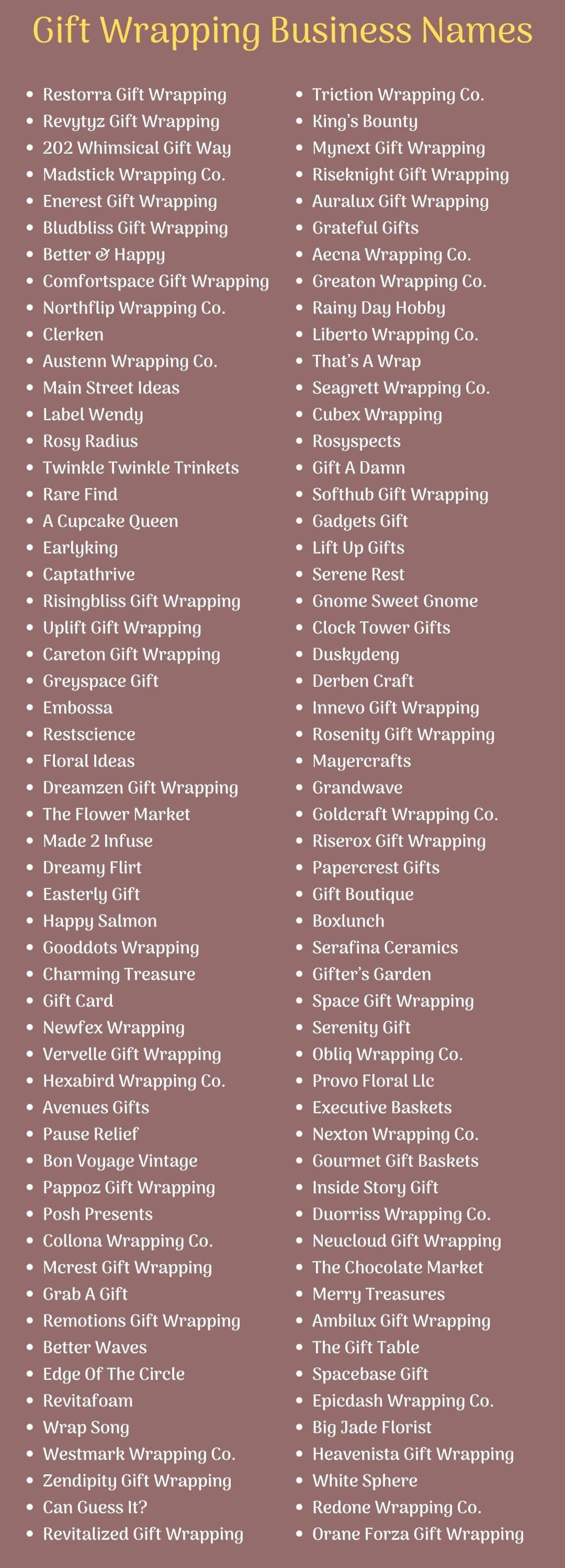 Gift Wrapping Business Names