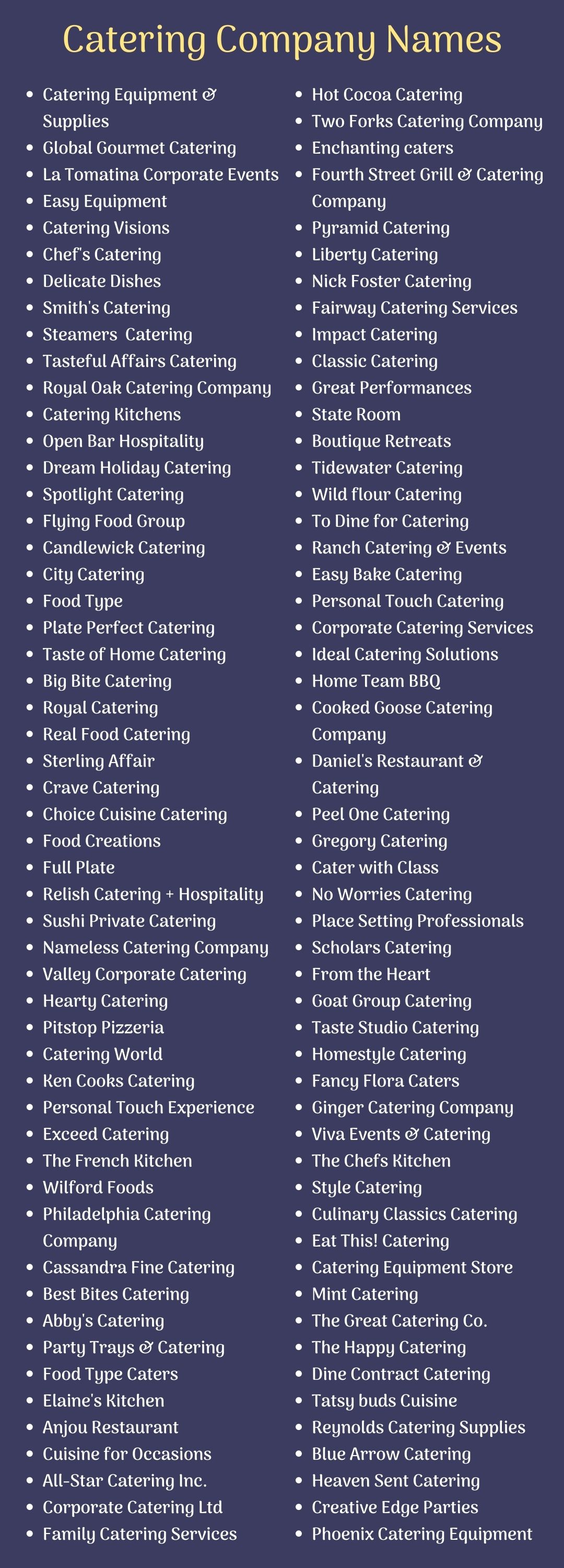 Catering Company Names ideas 