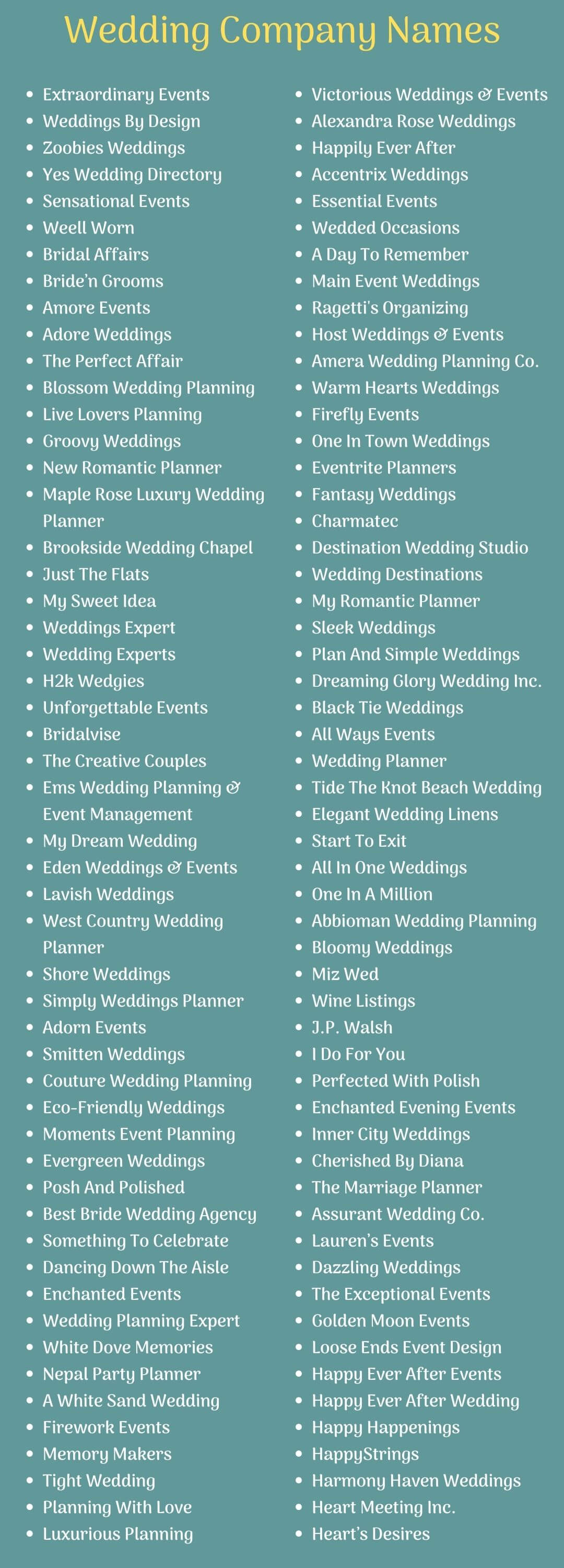 600+ Wedding Company Names Ideas That Are So Cool – NamesBee