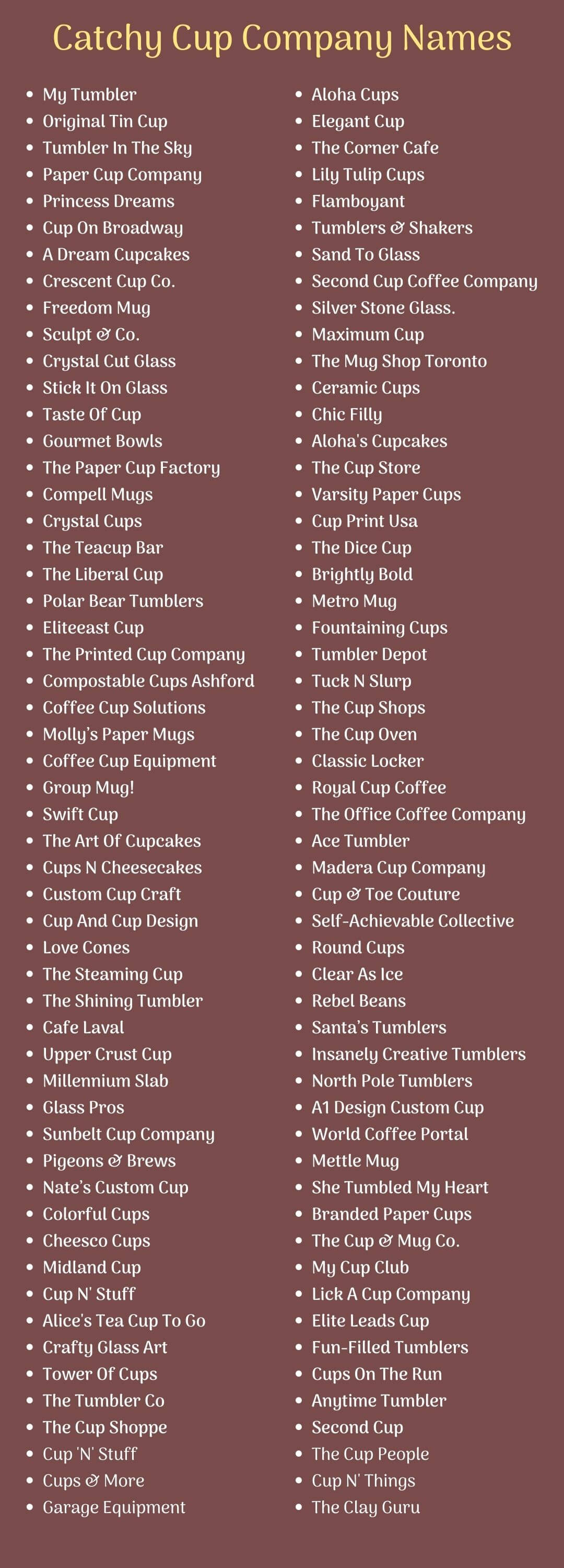 Catchy Cup Company Names ideas 