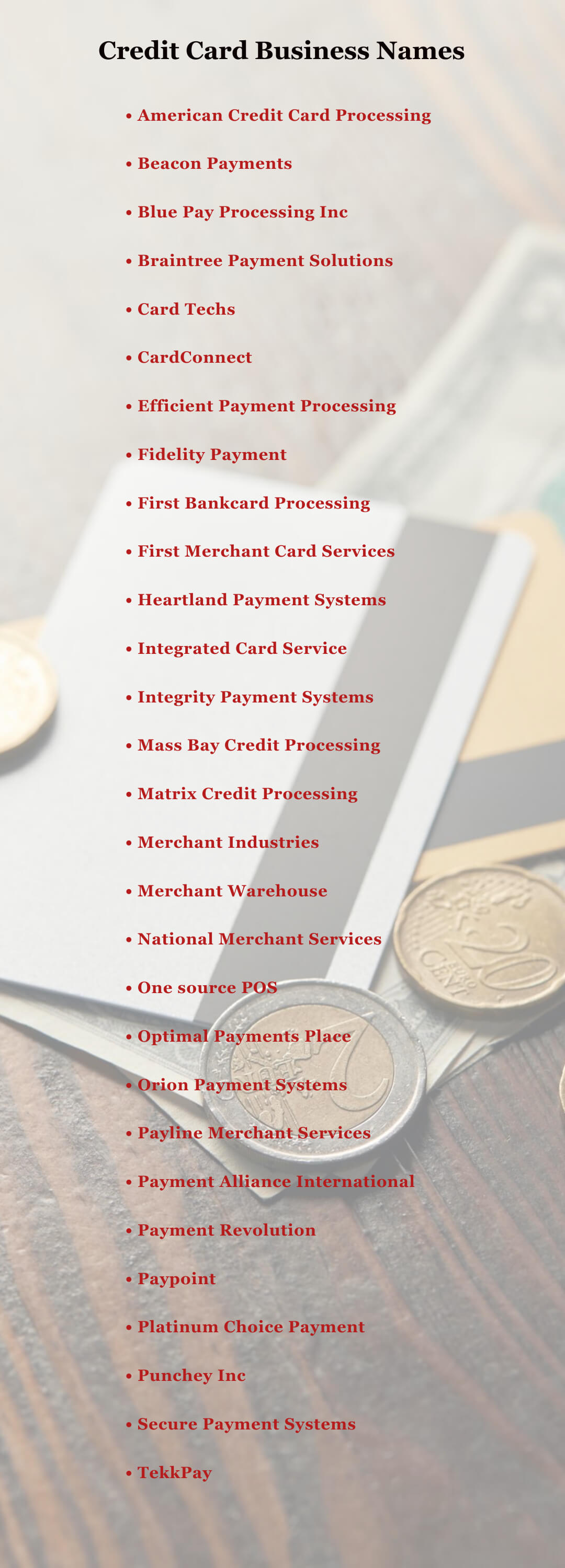 Credit Card Business Names