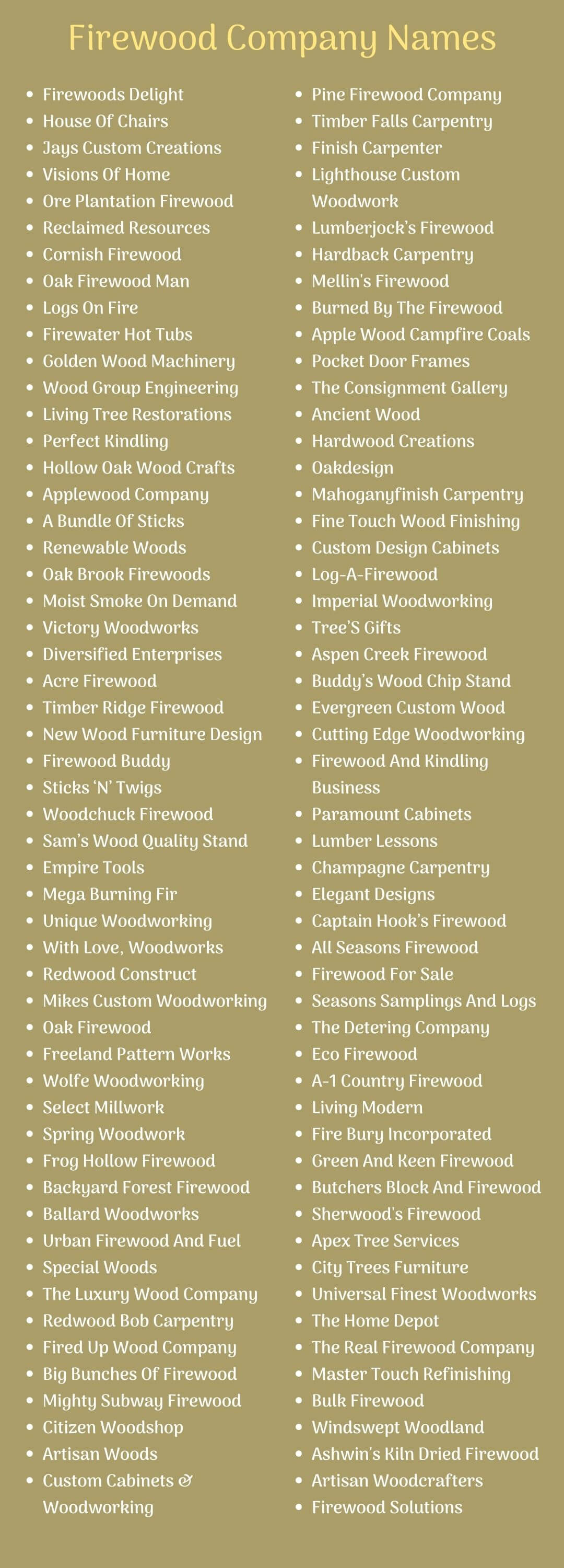 Firewood Company Names Ideas 