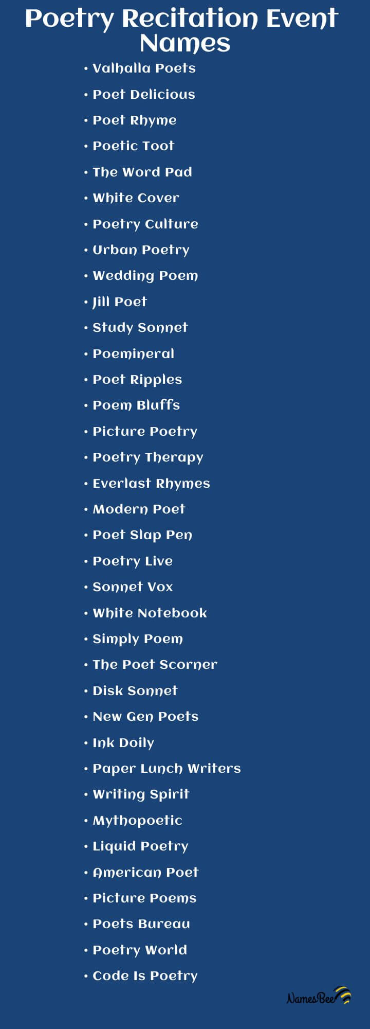 600+ Attractive Poetry Recitation Event Names Ideas To Know - NamesBee